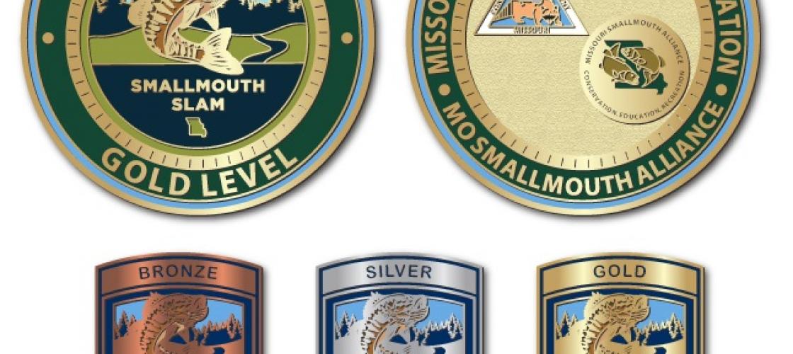 Smallmouth Slam pins and badges
